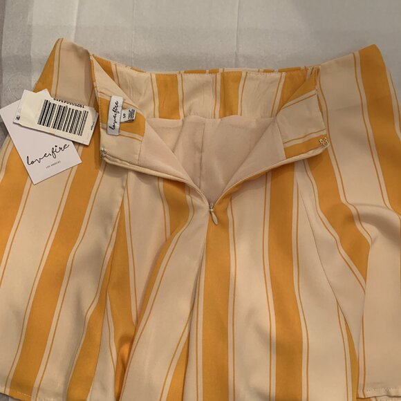 Shorts Wide Leg High Waist Zips Lined Yellow White Stripes Dressy Juniors Small - Picture 5 of 12